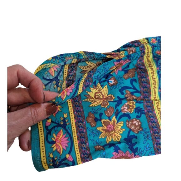 Halife Floral Boho Tassel Dress Size M – Blue Multicolor Tunic Shift - Picture 7 of 13